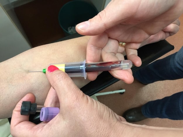 A close-up of a blood test showing testosterone levels, emphasizing the importance of hormone testing for men's health and well-being.
