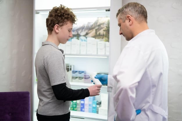 A doctor is shown consulting with a male patient. The doctor is pointing to lab results showing testosterone levels. The scene takes place in a well-lit clinic.