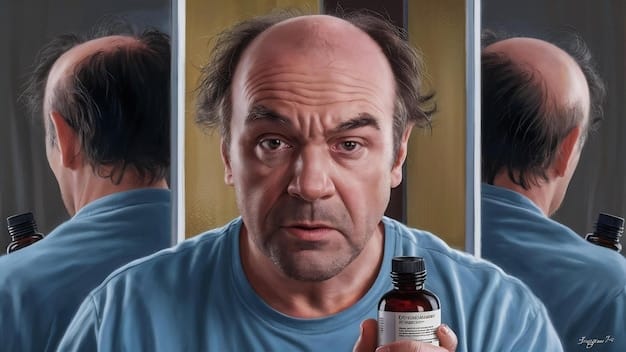 A split image showing a bottle of Minoxidil on one side and Finasteride pills on the other, emphasizing the different forms of hair loss treatment.