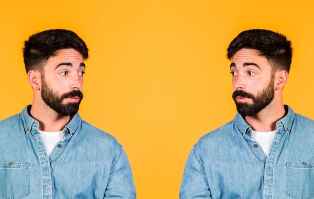 A split image showing a man with a worried expression on one side and a brain diagram on the other, symbolizing the cognitive and mental health concerns associated with Post-Finasteride Syndrome (PFS).