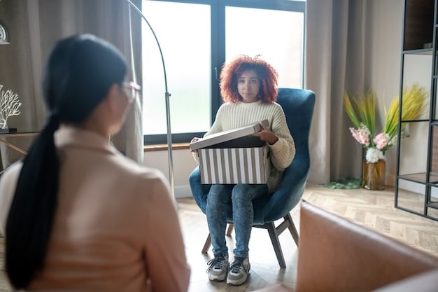 A therapist working with a patient during a counseling session, showcasing the importance of professional guidance. The setting is a private office, conveying confidentiality and trust.