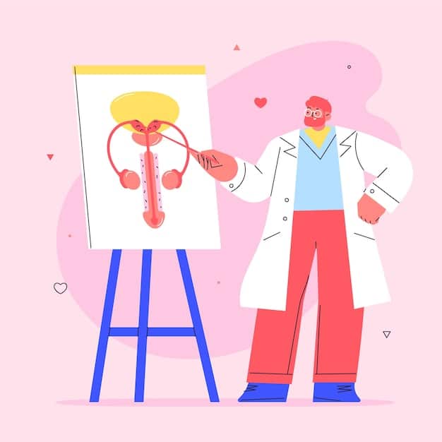 A medical illustration showing a varicocele in the scrotum, with a brief explanation of how it can affect sperm production.