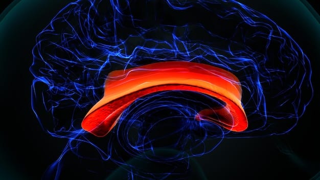 A close-up of brain activity with stress signals highlighted in red, contrasted with balanced signals in blue.