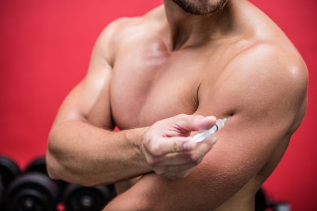 A close-up shot of a man's arm with a small, discreet testosterone patch applied. The focus is on the patch, emphasizing its unobtrusive nature and ease of use.