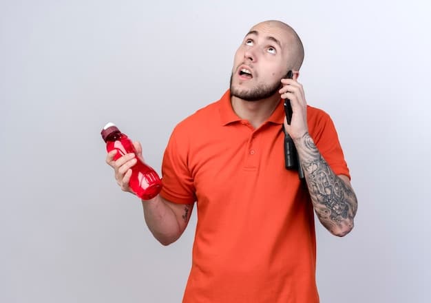 A person holding a pre-workout shaker bottle thoughtfully, looking at the ingredients list while a blurred doctor in a white coat appears in the background looking at a tablet. This conveys the idea of thoughtful consumption and professional consultation.
