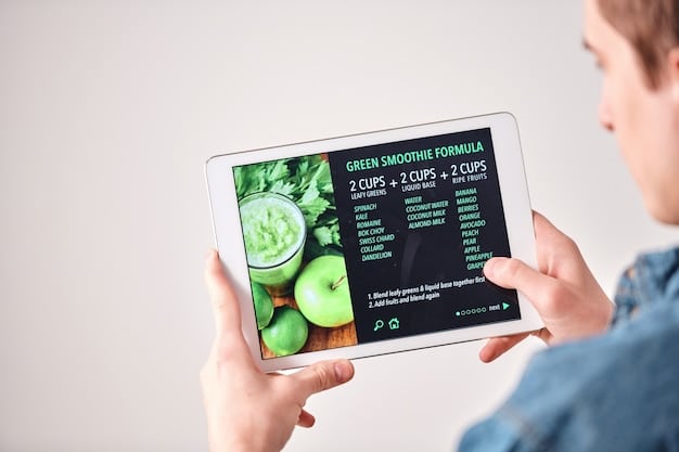 A close-up of a tablet screen displaying complex genetic data alongside a meal plan, with a nutritionist's hand pointing at specific data points.