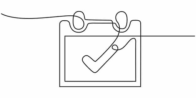 A clean, minimalist graphic of a calendar with a checkmark on multiple dates, symbolizing consistent self-care actions like exercise, healthy eating, and checking in with a doctor, emphasizing the ongoing nature of health maintenance.