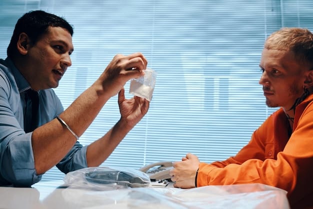 A man in a doctor's office discussing his concerns with a healthcare professional, demonstrating open communication about medication side effects.