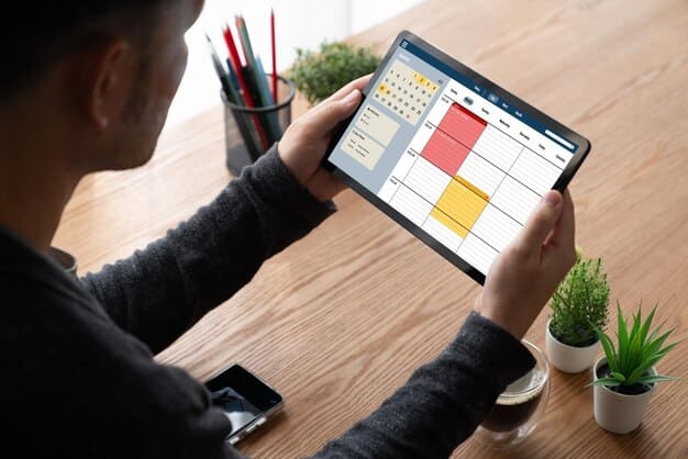 A person interacting with multiple screens showing different productivity applications, such as a calendar, a task management tool, and a communication platform, illustrating the effective use of technology in remote work as outlined in 