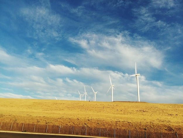 Several wind turbines standing tall in a vast, open field during a bright, sunny day. The image represents the potential of renewable energy and the opportunities it offers. Career Pivot Alert: Top 5 Fastest-Growing Industries for Men in the US Through 2030 should consider job prospects in this domain.