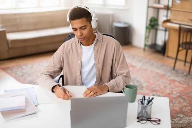 An individual participating in an online course, engaged with the material on a laptop and taking notes, highlighting the flexibility and accessibility of online learning platforms. The image emphasizes the modern convenience and The Importance of Continuous Learning: Stay Ahead of the Curve and Future-Proof Your Career through technological avenues.