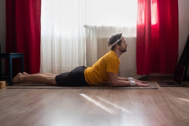 A person performing a push-up with good form on a yoga mat in a bedroom. Their body is in a straight line from head to heels, demonstrating proper alignment. This illustrates how you can include '5 Simple Exercises You Can Do Anywhere, Anytime' in small spaces.
