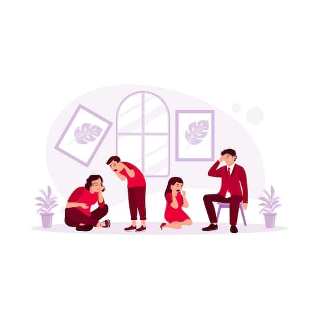 An illustration depicting a broken family, representing the strained relationships caused by untreated mental health issues in men, combined with a gavel and prison bars, symbolizing the increased risk of crime and incarceration due to these issues. The image uses somber colors to reflect the gravity of the situation, emphasizing the far-reaching societal consequences.