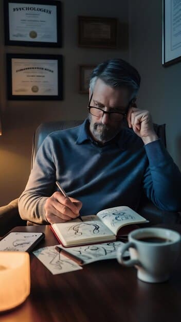 A man writing in a journal, reflecting on his thoughts and feelings, illustrating the cognitive restructuring technique for Anger Management for Men: 3 Techniques to Regain Control in 30 Days.