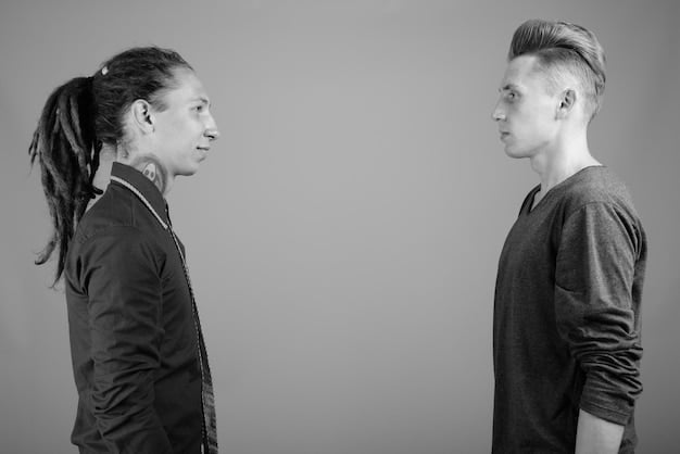 A split image: on one side, a couple is arguing with tense facial expressions, symbolizing unresolved conflict. On the other side, the same couple is smiling and holding hands, showing the positive outcome of Navigating Relationship Stress: 6 Communication Strategies for Men.