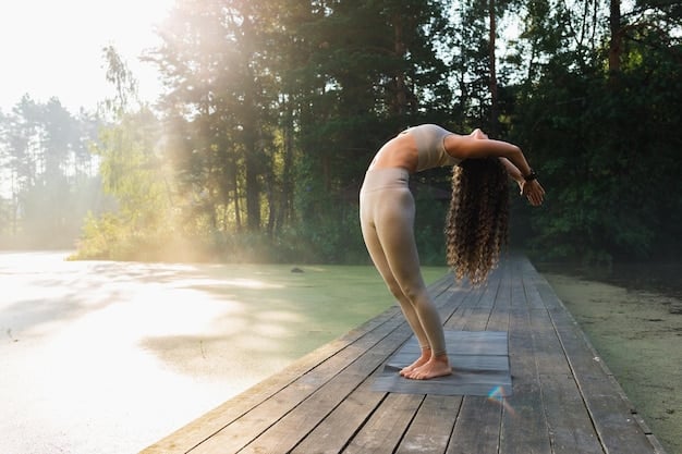 A person doing a yoga pose in a serene environment, emphasizing the flexibility and stress-reducing aspects of yoga for sexual wellness. The background features natural lighting and calming colors, reinforcing the holistic benefits of the practice and promoting 'The Role of Exercise in Improving Sexual Function: A Practical Guide'.