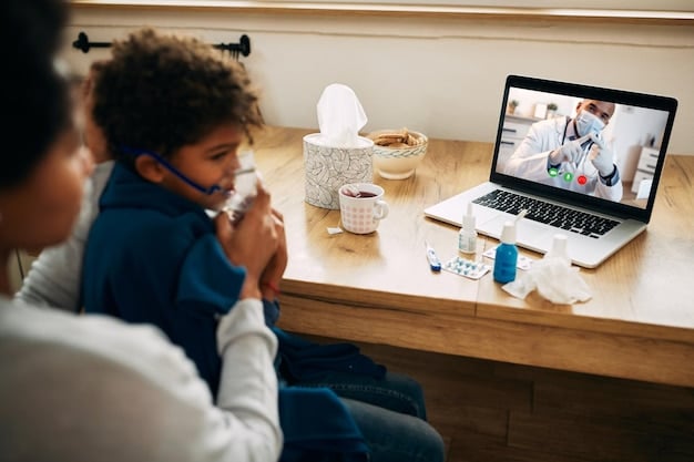 A doctor in a virtual consultation with a patient discussing ED medication and treatment options. The patient appears relaxed and comfortable.
