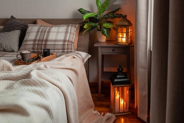 A cozy bedroom setup with dim lighting, a comfortable bed, and a bedside table with a book and a glass of water. The scene promotes relaxation and good sleep habits, supporting the idea that a healthy lifestyle can prevent 