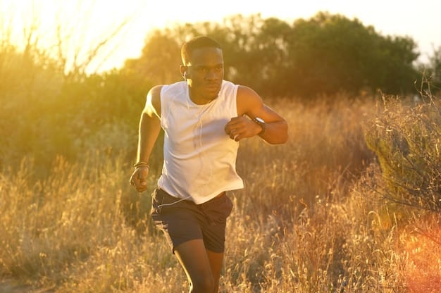 A man jogging on a sunny path, emphasizing the importance of cardiovascular health and regular exercise for improving physical and sexual stamina. The background is blurred to keep the focus on the running man.