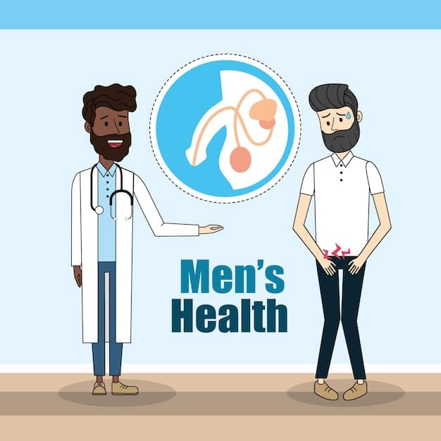 Illustration showing a comparison between a healthy prostate and an enlarged prostate (benign prostatic hyperplasia - BPH), highlighting the impact on the urethra. Useful for 'Understanding the Male Anatomy: A Visual Guide to Sexual Function and Health' in understanding the impacts of diseases on male anatomy.